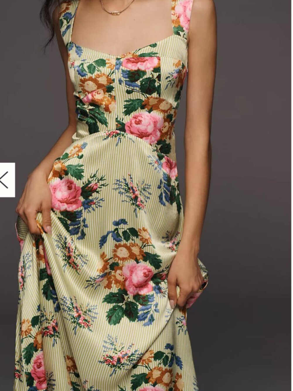 Maeve Jocelyn sleeveless slip midi dress green floral XLP NWT